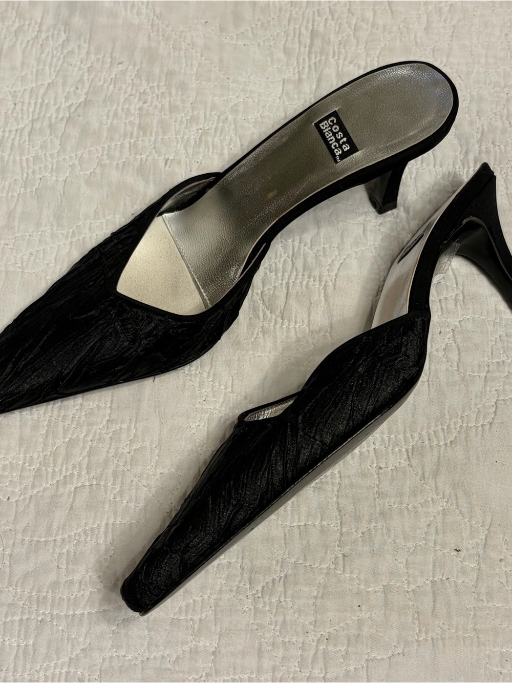 Costa Blanca Black Pointed Slingback Mules sz 6